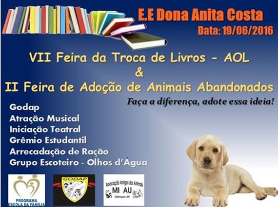 Câmara apoia Vll Feira da Troca de Livros - AOL e ll Feira de Adoção de Animais Abandonados