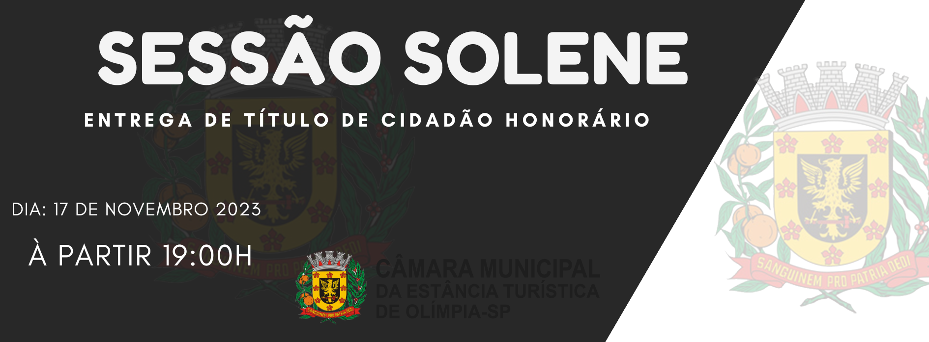 Câmara convida população para entrega de título de cidadão honorário de Olímpia