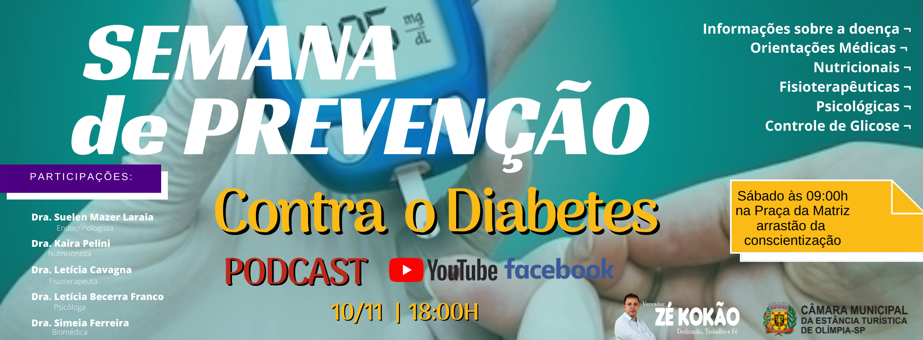 Câmara convida população para podcast sobre o combate à diabetes nesta quarta-feira